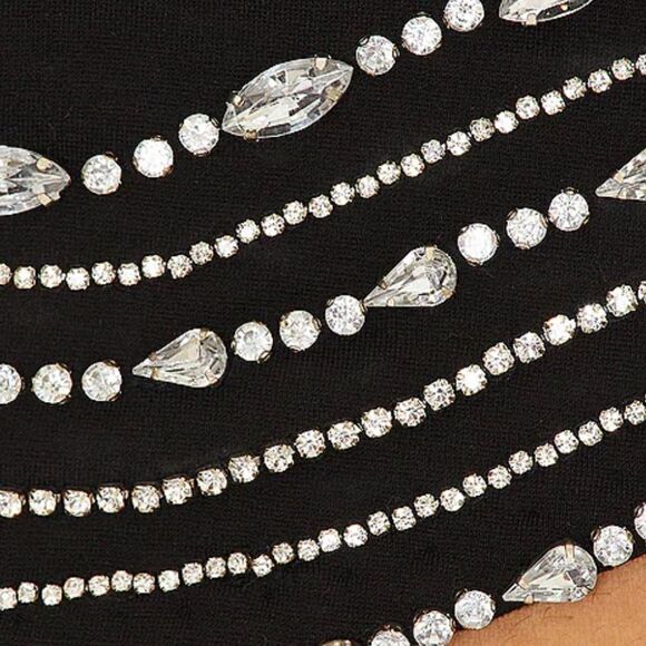 NWT NBD Bruna Embellished Bra Top Black silver rhinestone cropped Revolve S - Picture 2 of 12